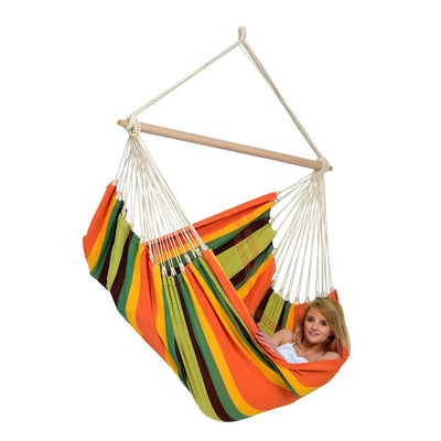 Large hammock chair with wooden spreader bar