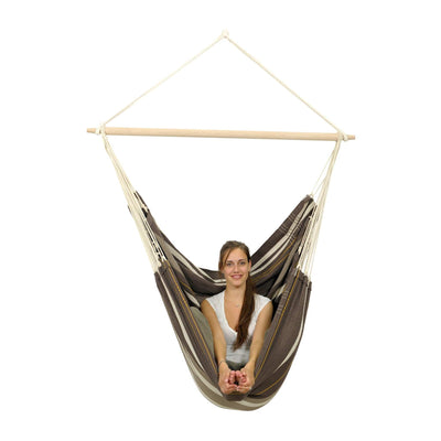 Large hammock chair with wooden spreader bar