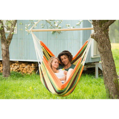 Large hammock chair with wooden spreader bar