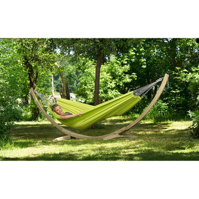 Double Brazilian hammock with wooden stand