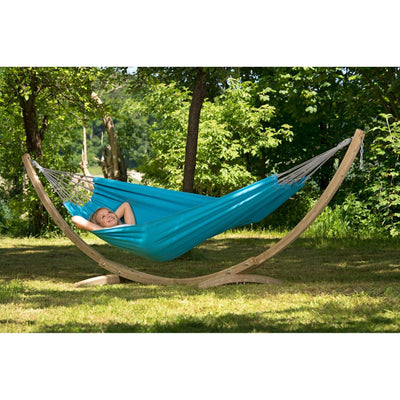 Double Brazilian hammock with wooden stand