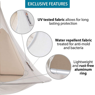 Vivere Hammock Chair White Cacoon Double Hanging Chair