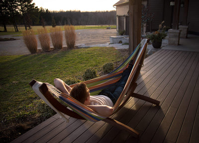 Vivere Sets Double Cotton Hammock with 2.5m Solid Pine Arc Stand