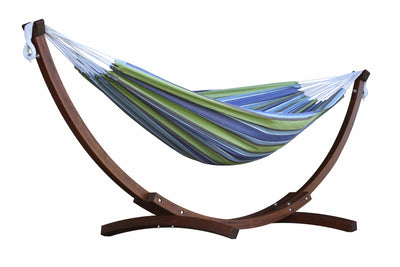 Vivere Sets Oasis Double Plus Cotton Hammock with 3m Solid Pine Arc Stand