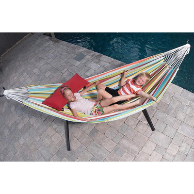 Double Brazilian hammock and metal stand