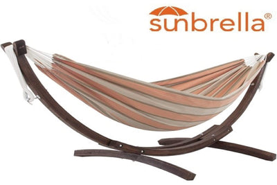 Double Brazilian hammock with wooden stand