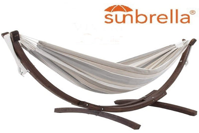Double Brazilian hammock with wooden stand