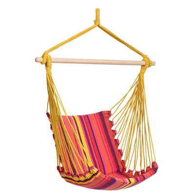 Padded hammock chair with wooden spreader ba