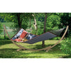 Spreader bar hammock and wooden stand with cushion