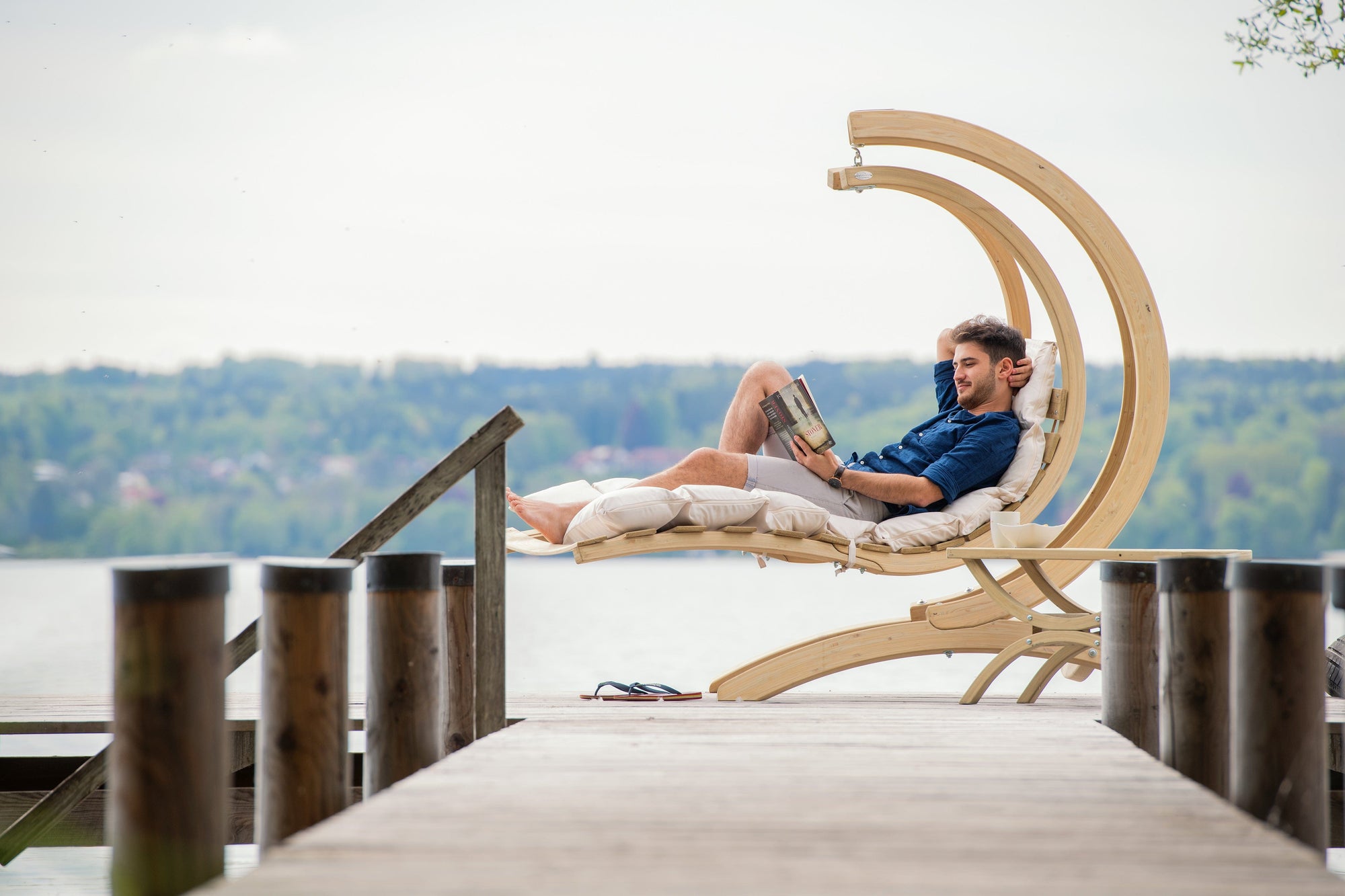 globo hängematte Globo Hammock Chair Stand | Weatherproofed Spruce Wooden Stand