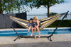 Double Brazilian hammock and metal stand