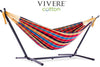 Vivere Sets Double Cotton Hammock with 2.5m Metal Stand