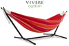 Vivere Sets Mimosa Double Cotton Hammock with 2.5m Metal Stand