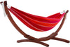 Vivere Sets Double Cotton Hammock with 2.5m Solid Pine Arc Stand