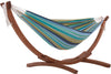 Vivere Sets Cayo Reef Double Cotton Hammock with 2.5m Solid Pine Arc Stand
