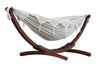 Vivere Sets Natural Double Cotton Hammock with 2.5m Solid Pine Arc Stand
