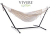 Vivere Sets Natural Double Cotton Hammock with 2.8m Metal Stand