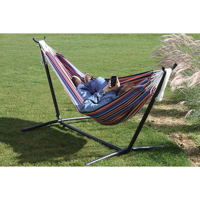 Double Polyester Hammock with 2.5m Metal Stand