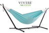 Vivere Sets Aqua Double Polyester Hammock with Metal Stand