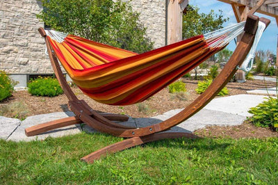 Double Sunbrella® Hammock with 2.5m Solid Pine Arc Stand