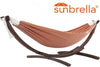Double Brazilian hammock with wooden stand
