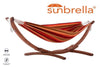 Double Brazilian hammock with wooden stand